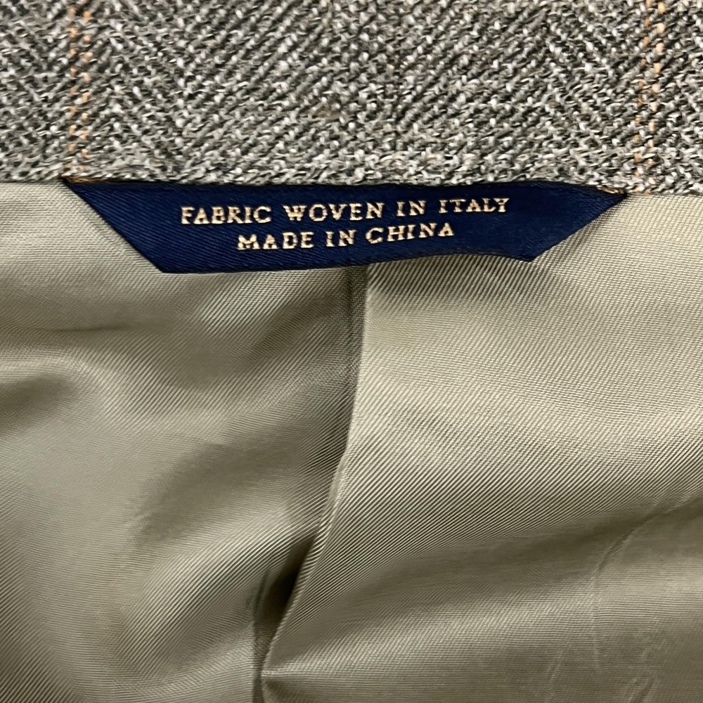 Brooks Brothers Fitzgerald Silk Linen E Thomas  43R Gray Herringbone Sport Coat - Picture 15 of 16
